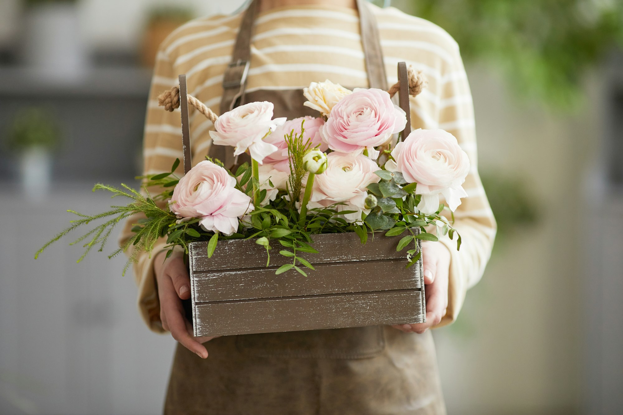 Florist Holding Flowers Close Up